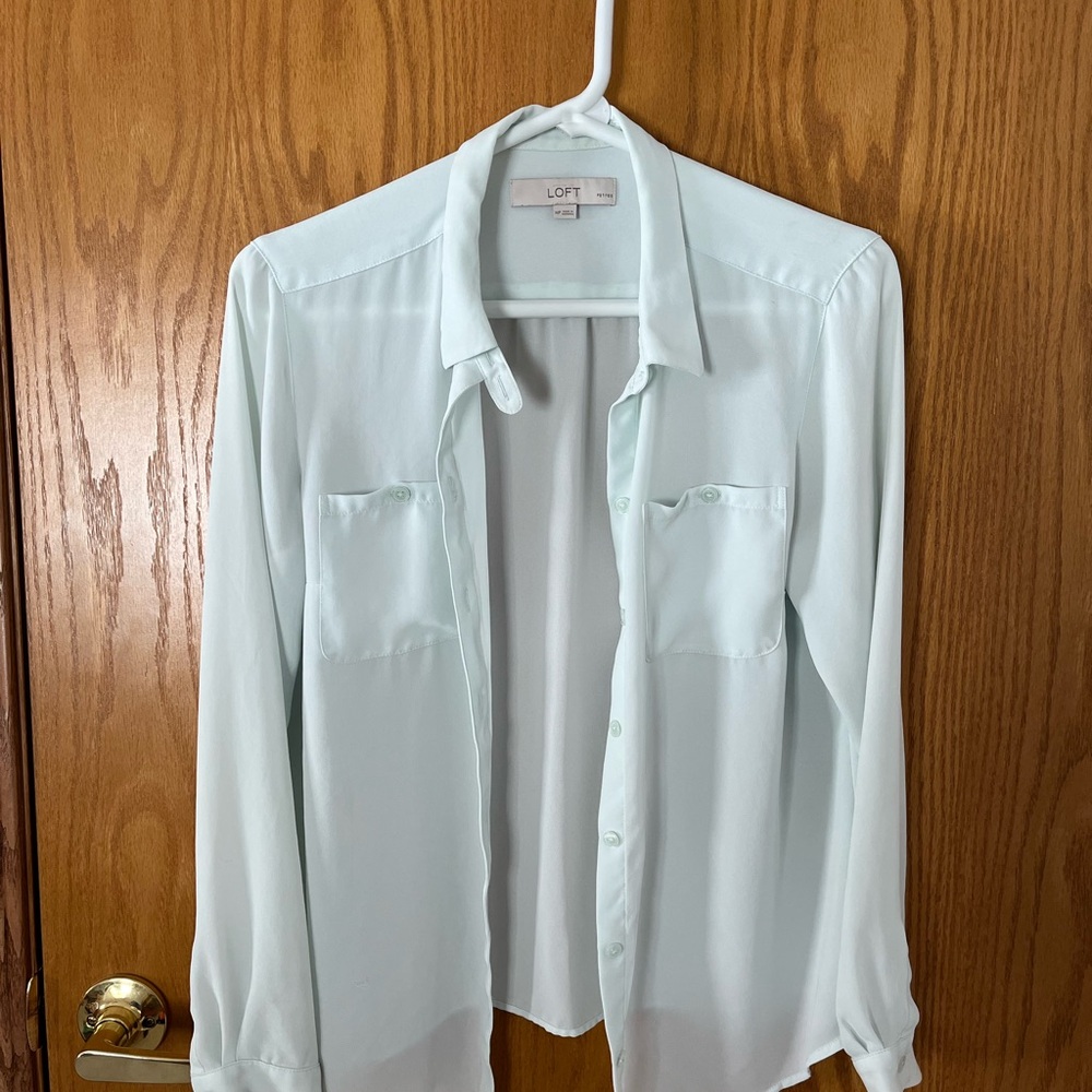 LOFT Soft Seafoam Dress Shirt